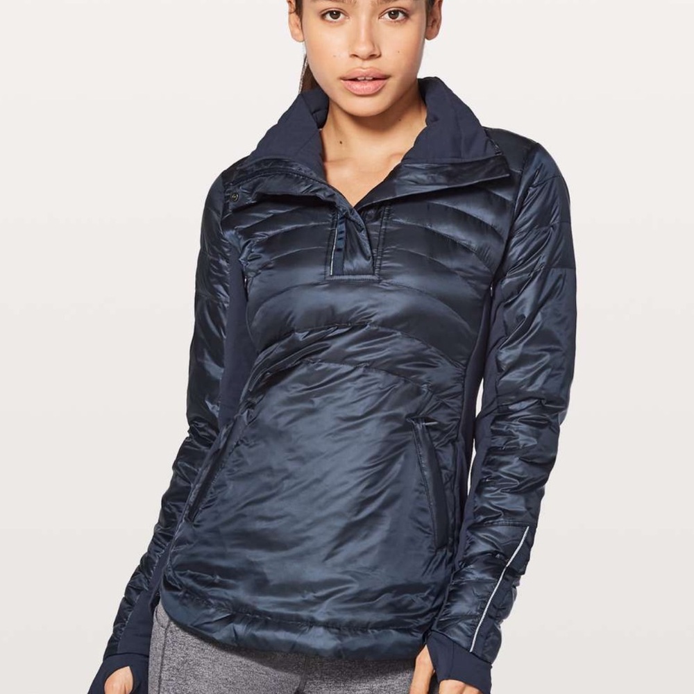 Lululemon Down For A Run Pullover Jacket Size 4 Inkwell Navy Blue